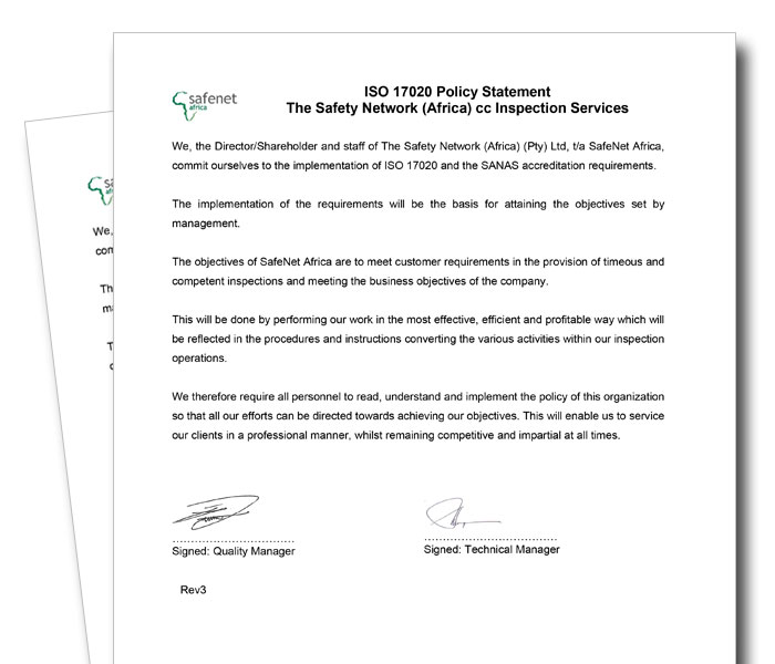 ISO 17020 Policy Statement